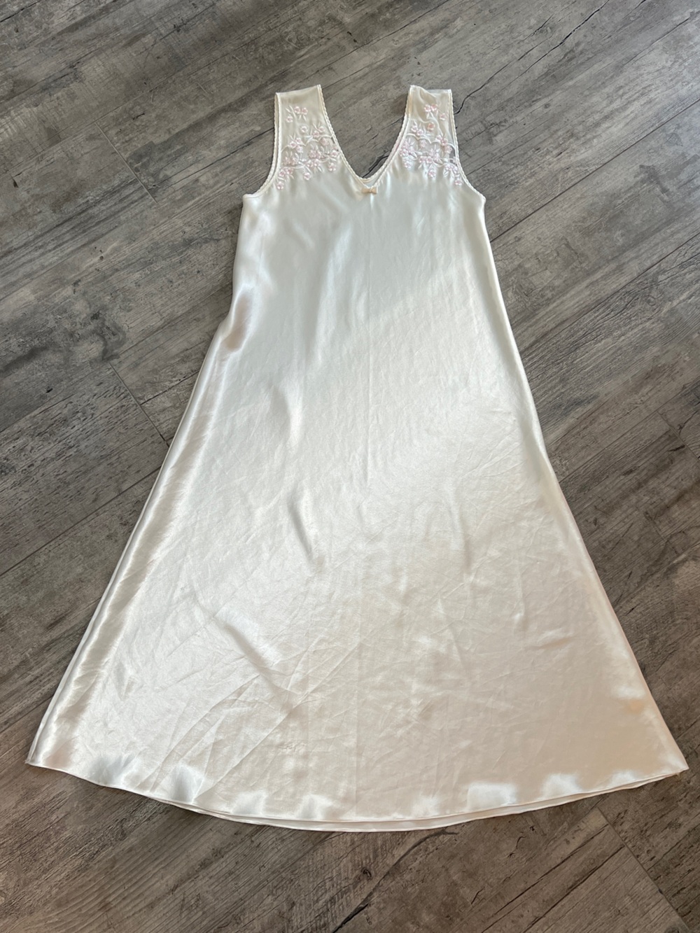 VINTAGE Oscar De La Renta Ivory Satin Slip Bridal Dress Sz S
